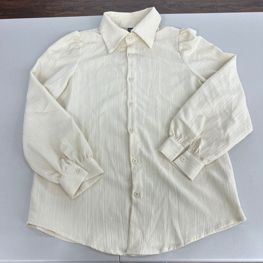Women Elegant Cream Button-Down Shirt